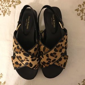 Animal Print Cowhide & Black Leather Sandals